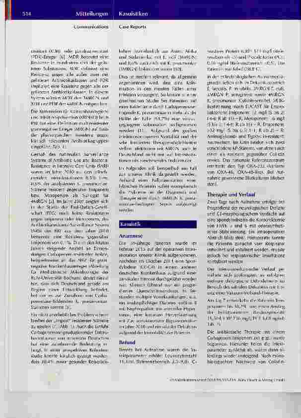 Vorschauseite 3: Management von Patienten mit muitiresistenten gramnegativen Erregern in der Intensivmedizin - Ein Fallbeispiel -