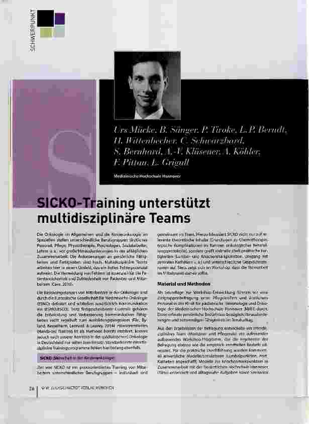 Vorschauseite 1: SICKO-Training unterstützt multidisziplinäre Teams