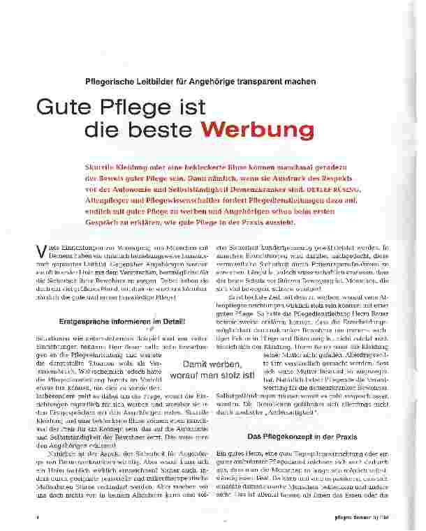 Vorschauseite 1: Gute Pflege ist die beste Werbung