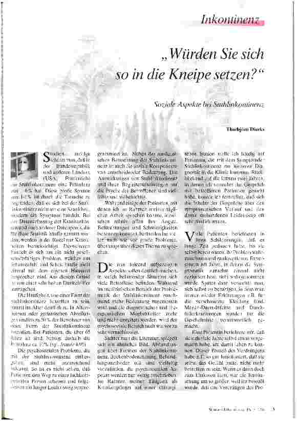 Vorschauseite 1: Würden Sie sich so in die Kneipe setzen? Soziale Aspekte bei Stuhlinkontinenz