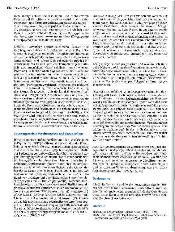 Vorschauseite 4: Psychoanalytische Anregungen zur Bezugspflege