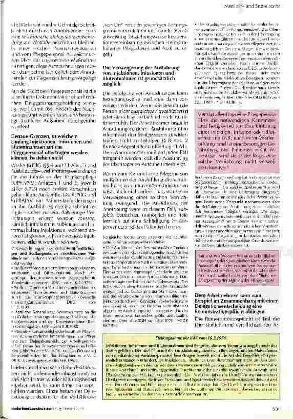 Vorschauseite 3: Die Delegation von Injektionen, Infusionen und Blutentnahmen auf nichtärztliches Personal