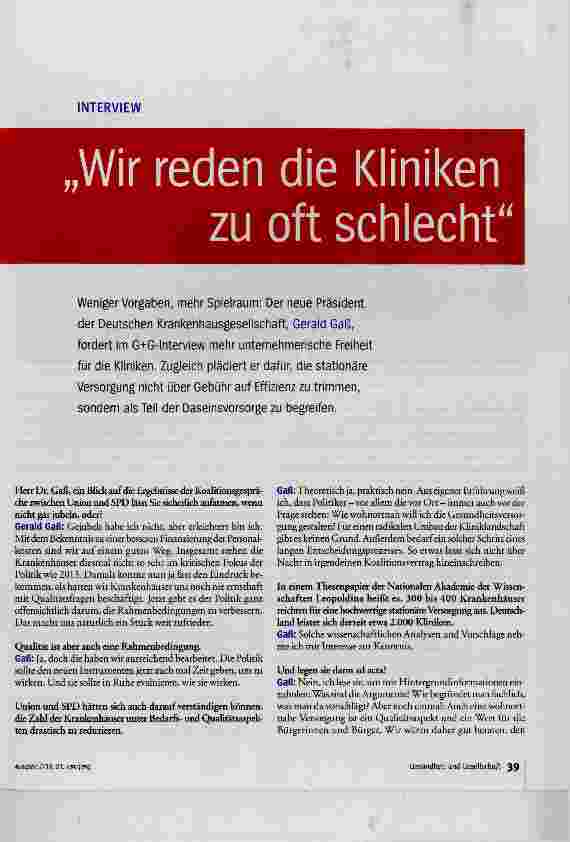 Vorschauseite 2: Wir reden die Kliniken zu oft schlecht
