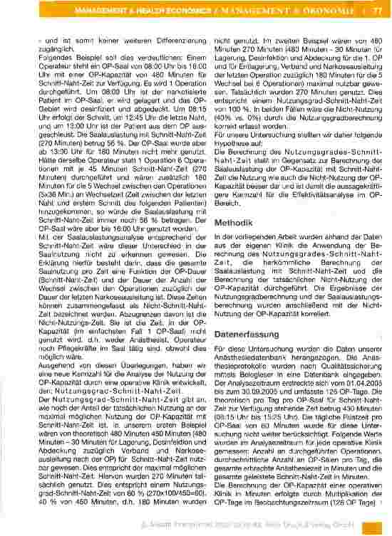 Vorschauseite 2: Effektives OP-Management: Die neue Kennzahl „Nutzungsgrad-Schnitt-Naht-Zeit verbessert die Effektivitätsanalyse und Ressourcensteuerung im OP-Bereich
