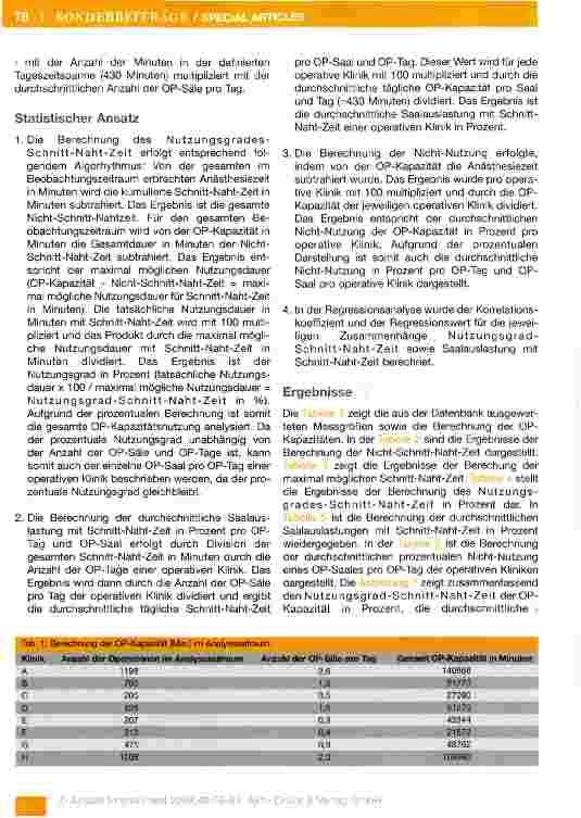 Vorschauseite 3: Effektives OP-Management: Die neue Kennzahl „Nutzungsgrad-Schnitt-Naht-Zeit verbessert die Effektivitätsanalyse und Ressourcensteuerung im OP-Bereich