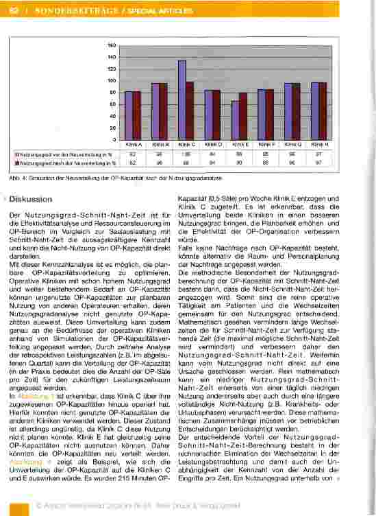 Vorschauseite 6: Effektives OP-Management: Die neue Kennzahl „Nutzungsgrad-Schnitt-Naht-Zeit verbessert die Effektivitätsanalyse und Ressourcensteuerung im OP-Bereich