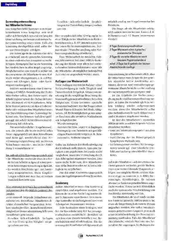 Vorschauseite 4: Consensus-Empfehlung Baden-Württemberg: Umgang mit MRSA-positivem Personal