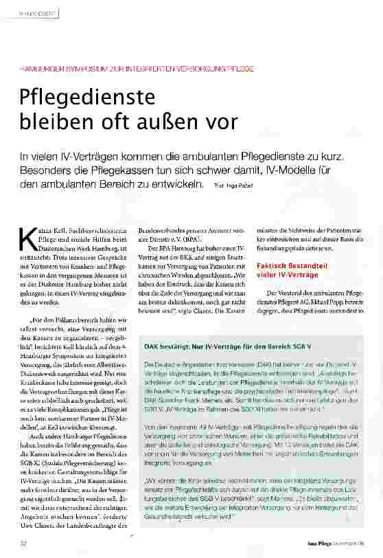 Vorschauseite 1: Pflegedienste bleiben oft außen vor
