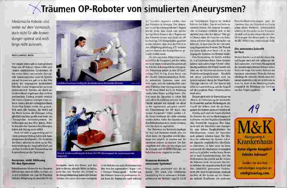 Vorschauseite 1: Träumen OP-Roboter von simulierten Aneurysmen?