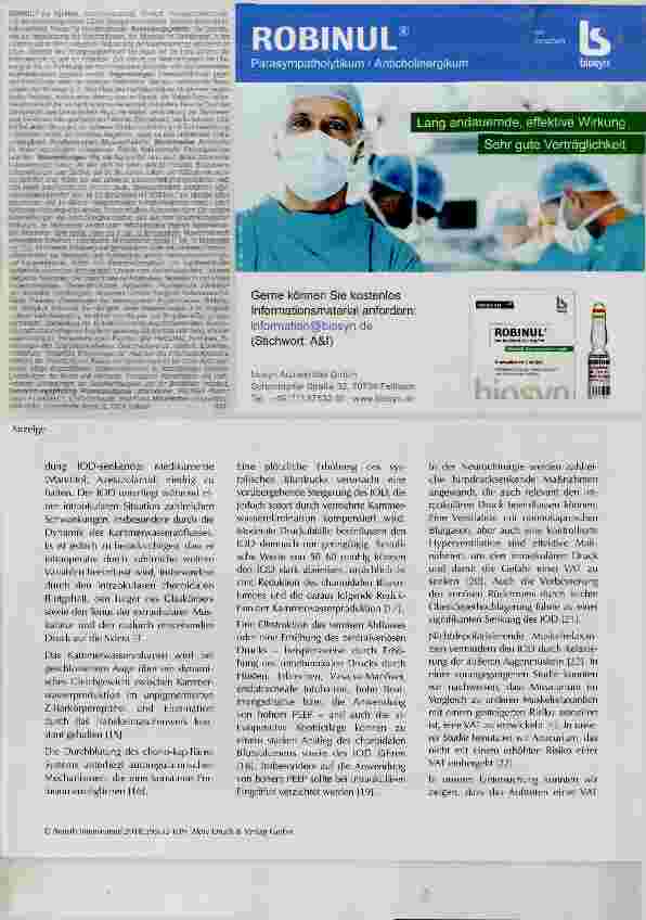 Vorschauseite 6: Die Wahl der Narkoseführung beeinflusst Vis ä tergo bei Hornhauttransplantationen