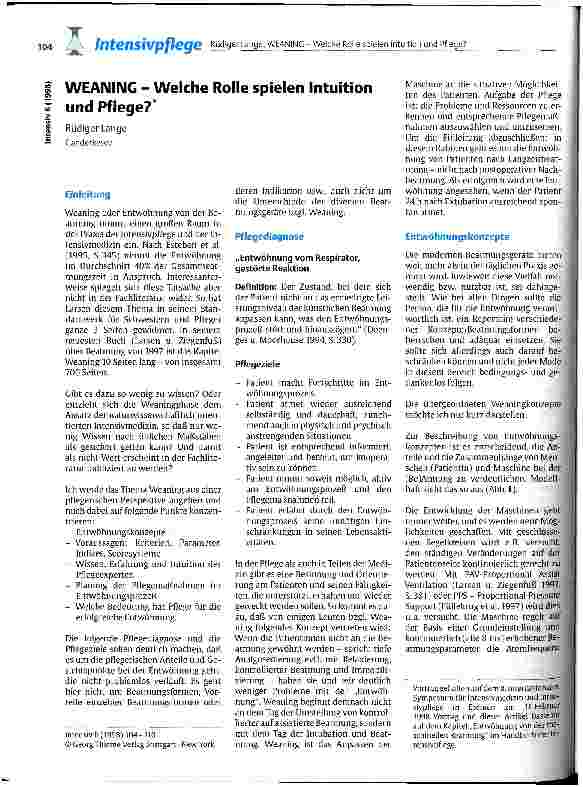 Vorschauseite 1: WEANING - Welche Rolle spielen Intuition und Pflege?
