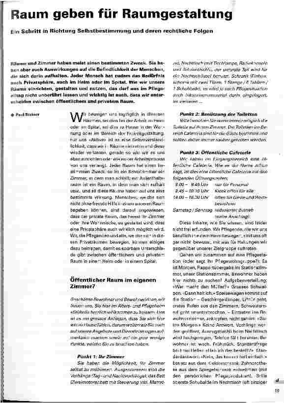 Vorschauseite 1: Raum geben für Raumgestaltung Ein Schritt in Richtung Selbstbestimmung und deren rechtliche Folgen