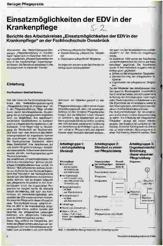 Vorschauseite 1: Einsatzmöglichkeiten der EDV in der Krankenpflege Bericht des Arbeitskreises an der Fachhochschule Osnabrück