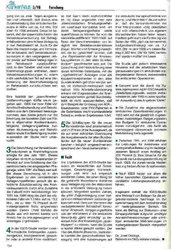 Vorschauseite 3: DKG zur IGES-Studie Verlagerungseffekte von der stationären in die ambulante Versorgung