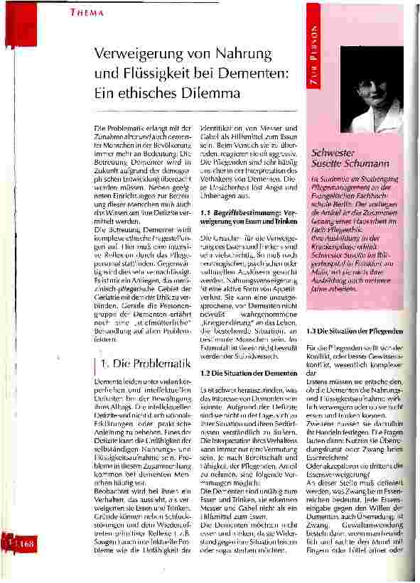 Vorschauseite 1: Verweigerung von Nahrung und Flüssigkeit bei Dementen: Ein ethisches Dilemma