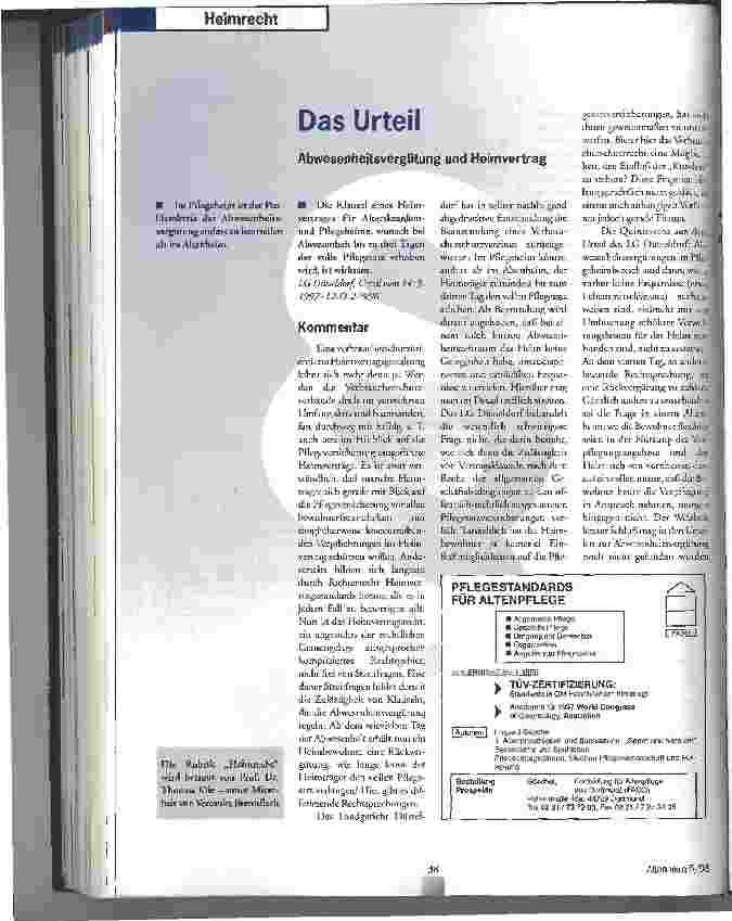 Vorschauseite 1: Abwesenheitsvergütung und Heimvertrag Das Urteil