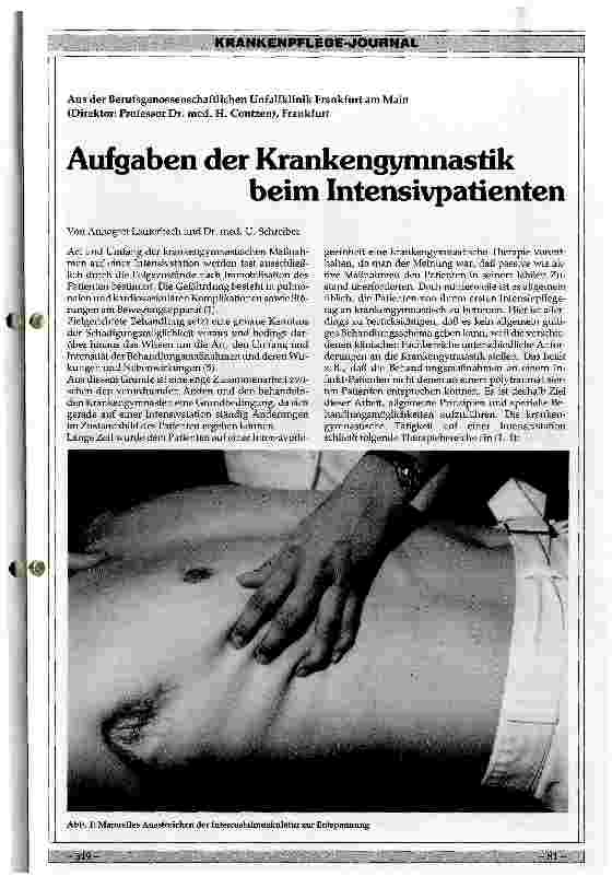 Vorschauseite 1: Aufgaben der Krankengymnastik beim Intensivpatienten