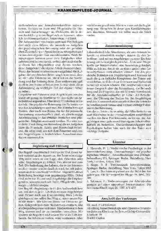Vorschauseite 6: Psychologische Führung des Intensivpatienten und seiner Angehörigen