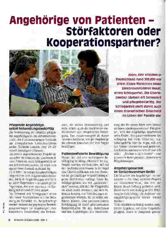 Vorschauseite 1: Angehörige von Patienten- Störfaktoren oder Kooperationspartner ?