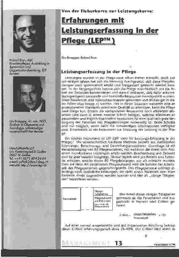 Vorschauseite 1: Erfahrungen mit der Leistungserfassung in der Pflege (LEP)