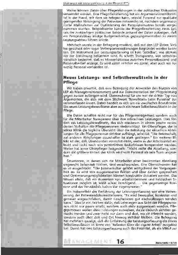 Vorschauseite 4: Erfahrungen mit der Leistungserfassung in der Pflege (LEP)