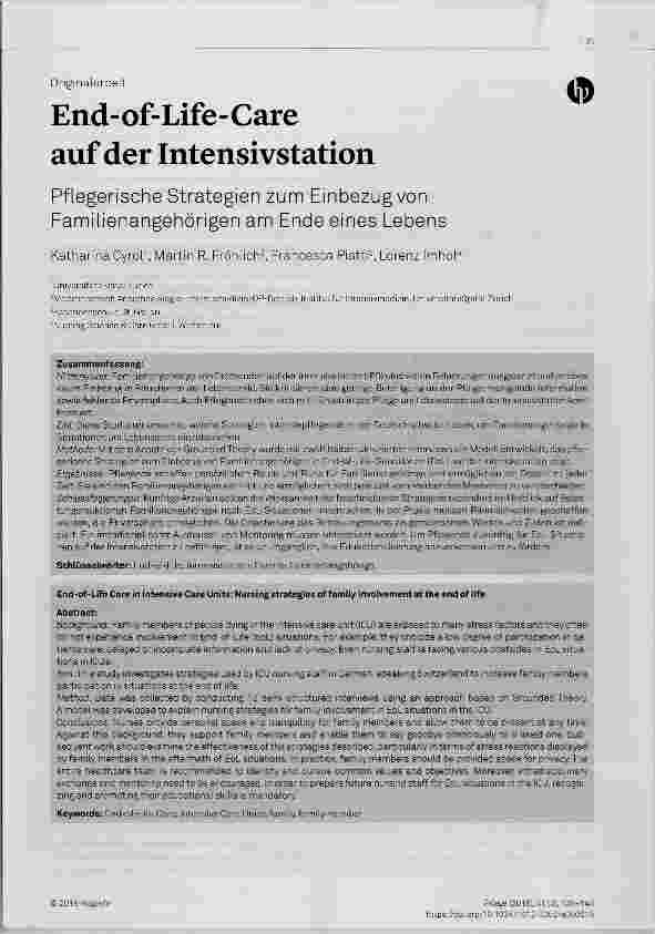 Vorschauseite 1: End-of-Life - Care auf der Intensivstation