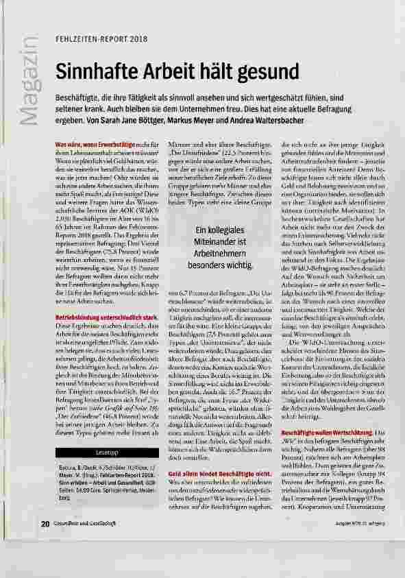 Vorschauseite 1: Sinnhafte Arbeit hält gesund