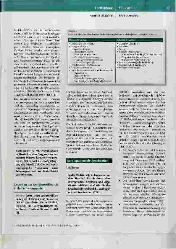 Vorschauseite 2: Die kardiopulmonale Reanimation der Schwangeren