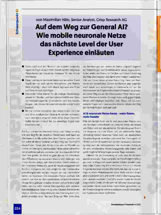 Vorschauseite 1: Auf dem Weg zur General AI? Wie mobile neuronale Netze das nächste Level der User Experience einiäuten