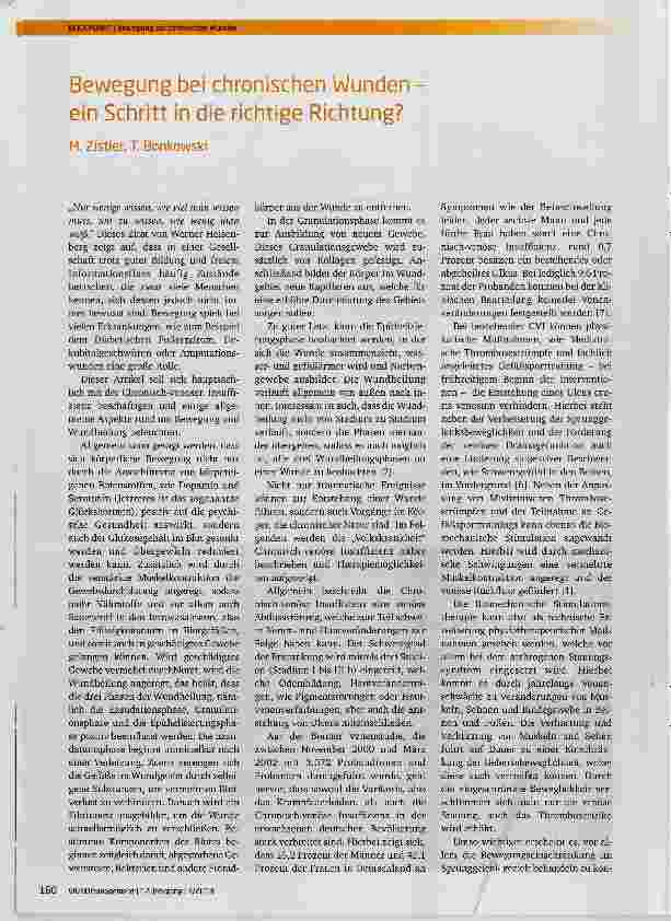 Vorschauseite 1: Bewegung bei chronischen Wunden ein Schritt in die richtige Richtung?