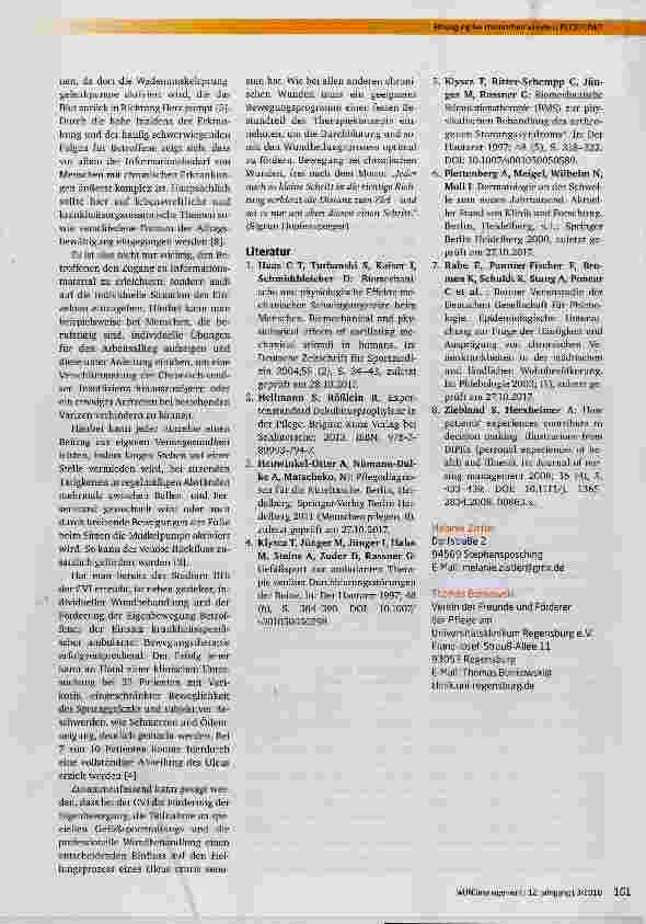 Vorschauseite 2: Bewegung bei chronischen Wunden ein Schritt in die richtige Richtung?