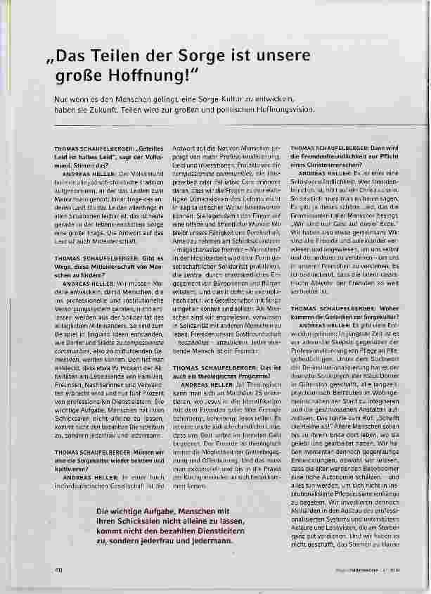 Vorschauseite 1: Das Teilen der Sorge ist unsere große Hoffnung!