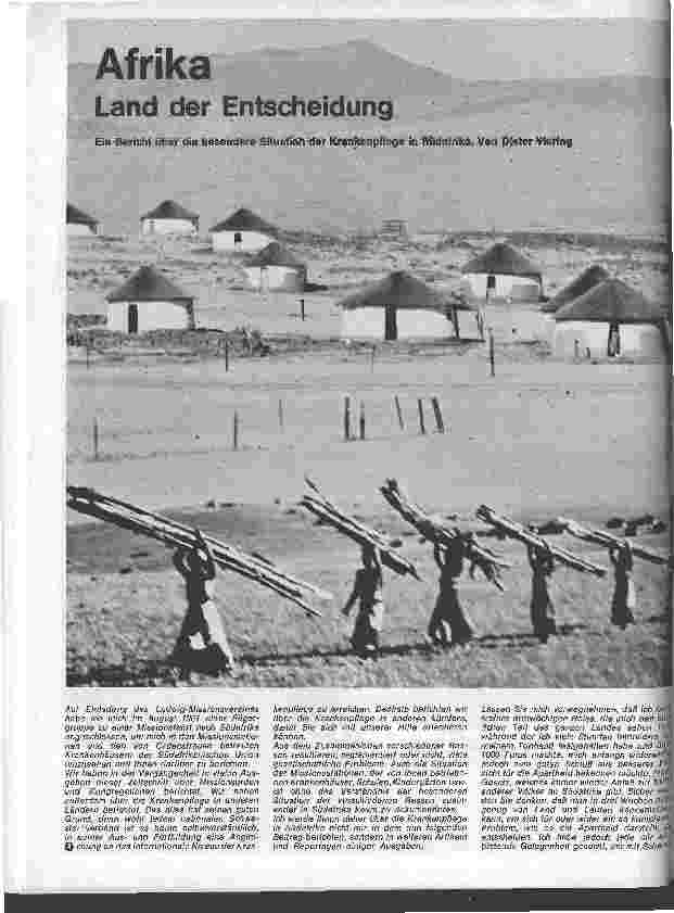 Vorschauseite 1: Afrika - Land der Entscheidung Ein Bericht über die besondere Situation d.Krankenpflege in Südafrika