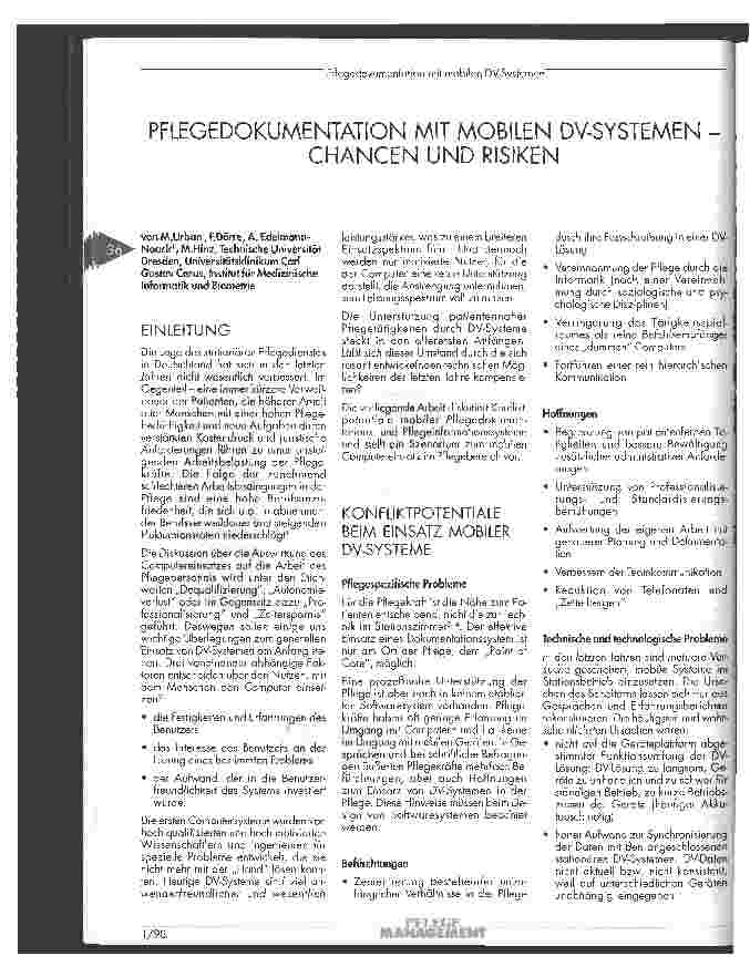 Vorschauseite 1: Pflegedokumentation mit mobilen DV-Systemen - Chancen und Risiken