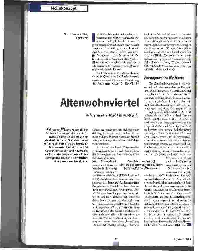 Vorschauseite 1: Altenwohnviertel Retirement-Villages in Australien