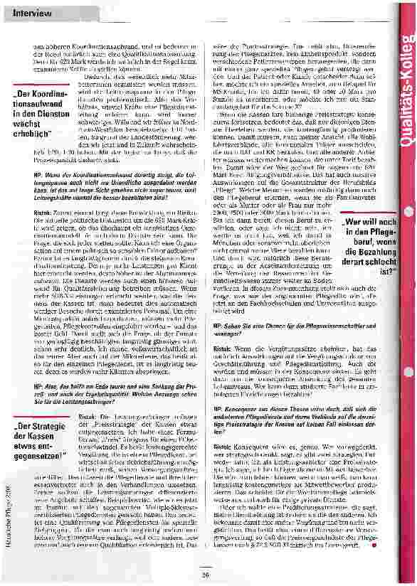 Vorschauseite 2: Am Ende teuerer, mit schlechterer Qualität Interview mit Bruno Ristok zum Thema Geringfügig Beschäftigte in ambulanten Pflegediensten