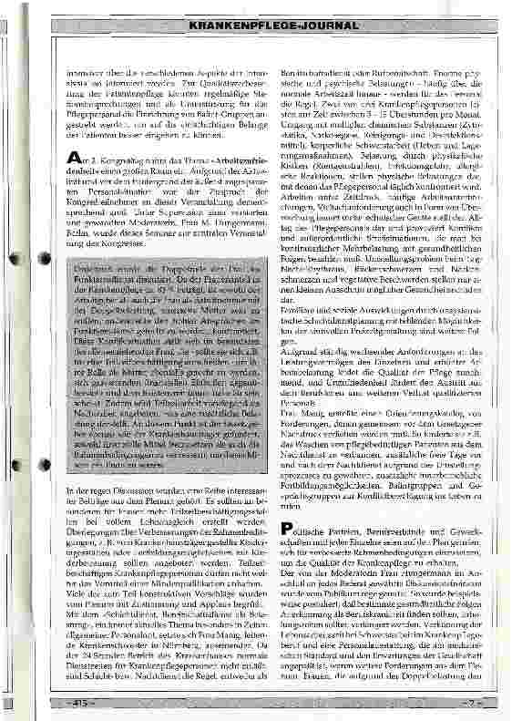 Vorschauseite 3: Bericht vom 4. Internationalen Kongreß für Krankenpflege im Funktionsdienst vom 15. - 17. September in Mannheim
