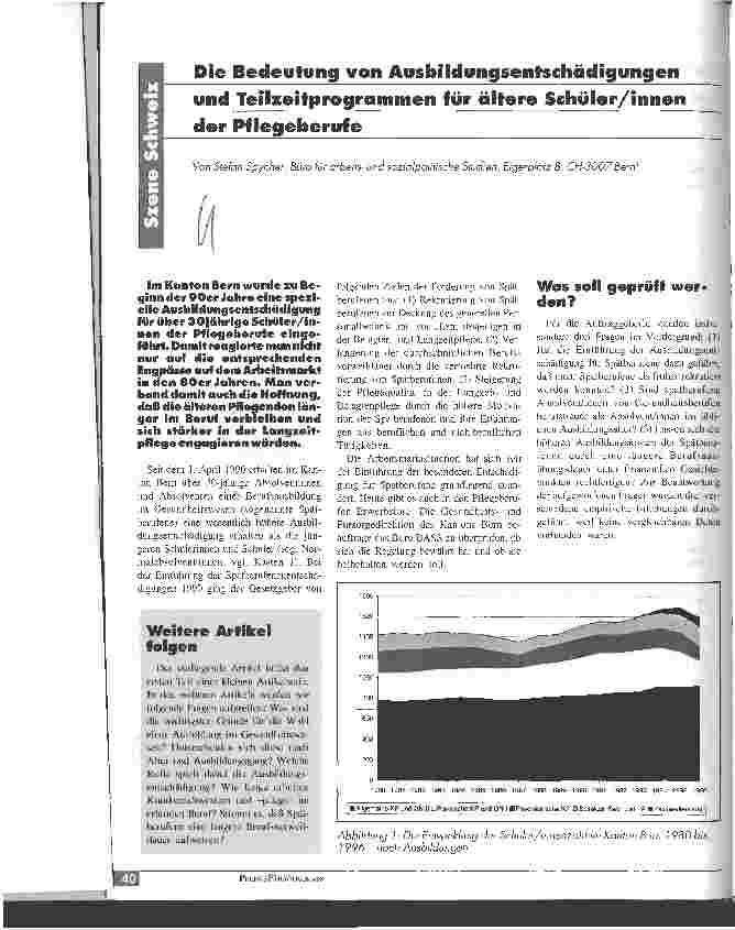 Vorschauseite 1: Die Bedeutung von Ausbildungsentschädigungen und Teilzeitprogrammen für ältere SchülerInnen der Pflegeberufe