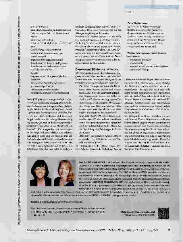 Vorschauseite 4: Hält Denken und Fühlen aktiv Kognitive Stimulationstherapie (KST) bei Demenz