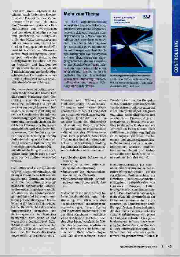 Vorschauseite 2: Marketingcontrolling im Krankenhaus