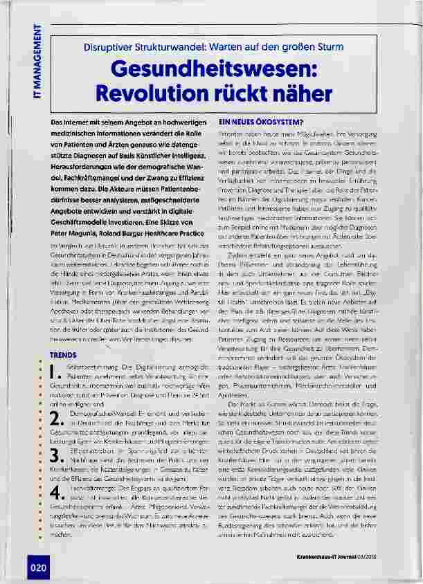 Vorschauseite 1: Gesundheitswesen: Revolution rückt näher