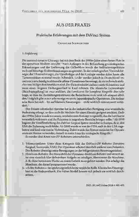 Vorschauseite 1: Praktische Erfahrungen mit dem DaVinci-System