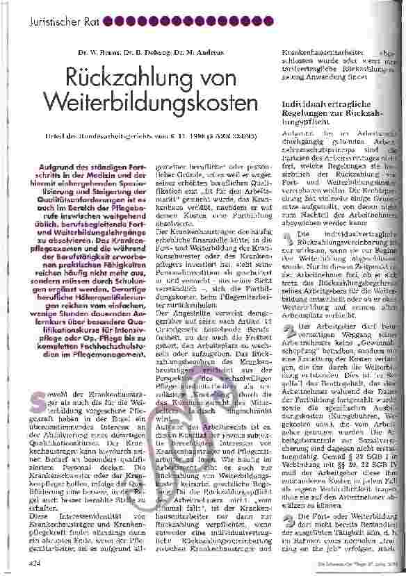 Vorschauseite 1: Rückzahlung von Weiterbildungskosten