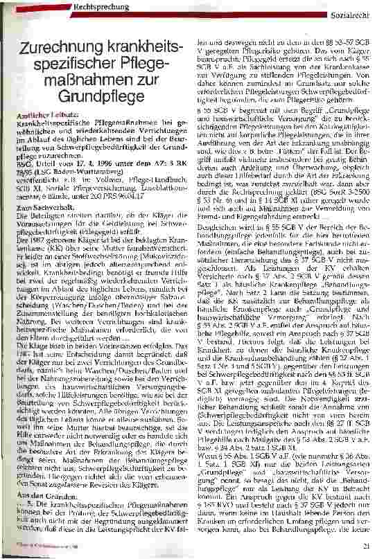 Vorschauseite 1: Zurechnung krankheitsspezifischer Pflegemaßnahmen zur Grundpflege