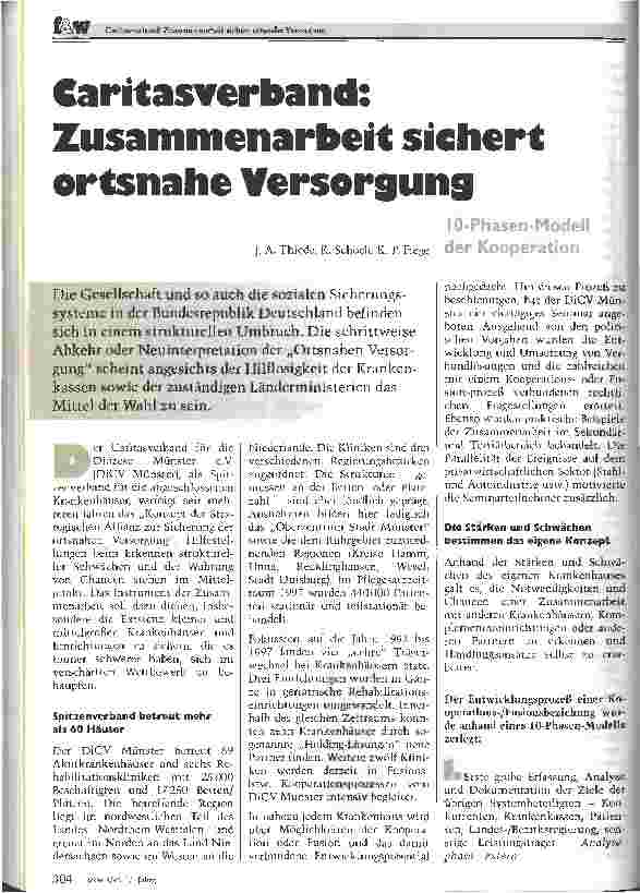 Vorschauseite 1: Caritasverband: Zusammenarbeit sichert ortsnahe Versorgung 10-Phasen-Modell der Kooperation