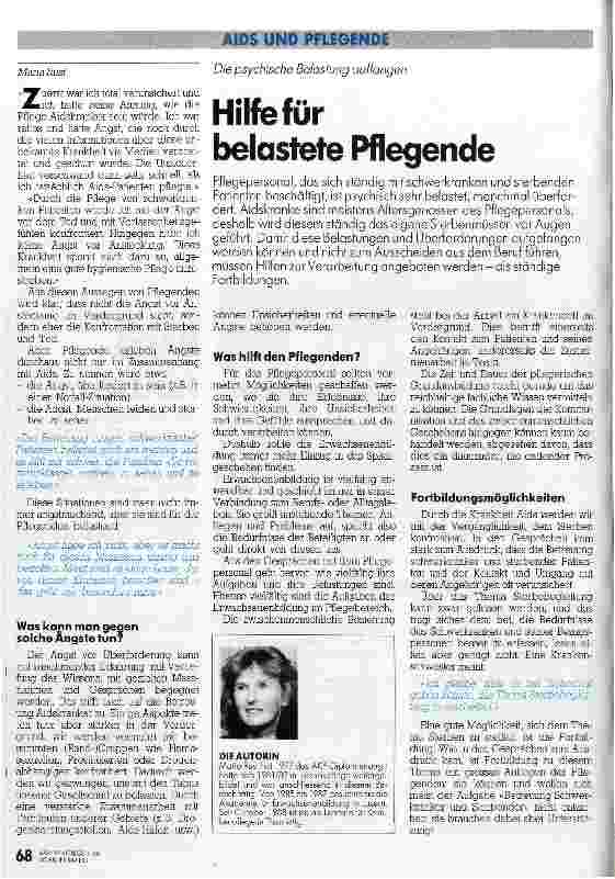 Vorschauseite 1: Hilfe für belastete Pflegende / AIDS und Pflegende Die psychische Belastung auffangen