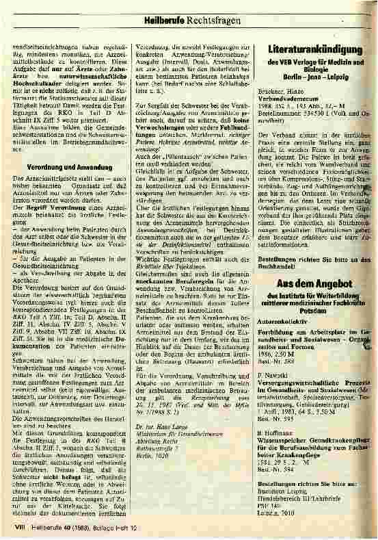 Vorschauseite 2: Zur Arzneimittelordnung
