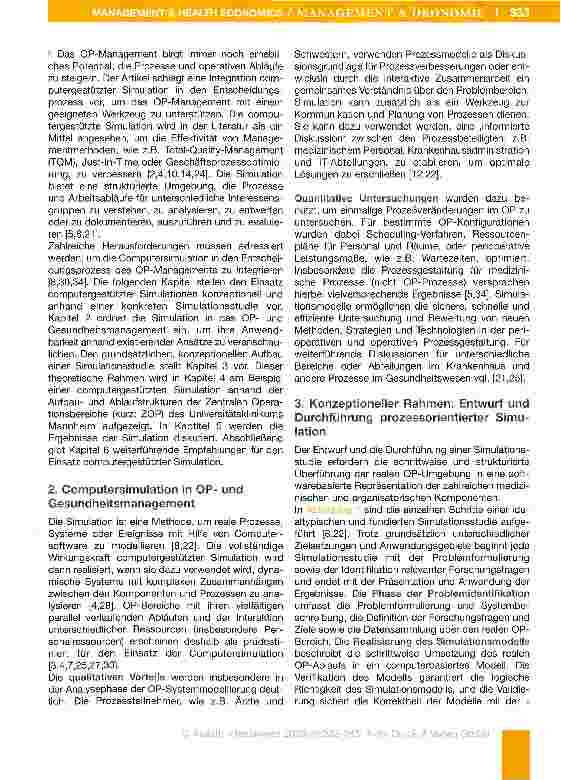 Vorschauseite 2: Der Einsatz computergestützter Simulation im OP-Managemeot: Auswirkungen auf die Gestaltung und Leistungsfähigkeit der OP-Prozesse
