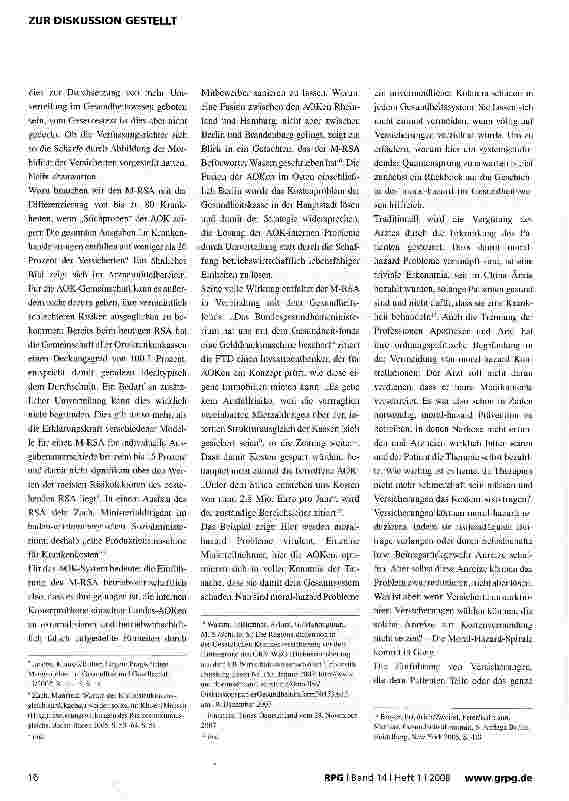 Vorschauseite 2: Konsequente Morbiditätsorientierung im Risikostrukturausgleich: Warum der geplante M-RSA den wirklich Kranken schadet