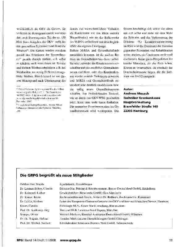 Vorschauseite 5: Konsequente Morbiditätsorientierung im Risikostrukturausgleich: Warum der geplante M-RSA den wirklich Kranken schadet
